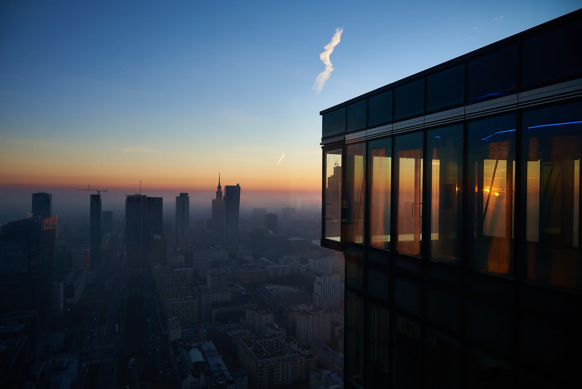 Skyfall Warsaw at sunset